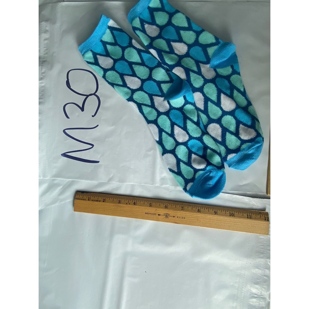 Kids‎ Socks Water Drop Pattern Blue Aqua White Crew Socks Size Medium